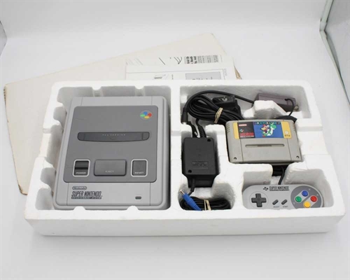 Super Nintendo Console (SNES) - PAL Version - Super Mario World - Complete in box - SNR UP15840547 (SCN) (B Grade) (Used)